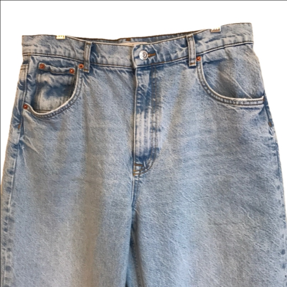 Zara The 90's Full Length High Rise Wide Leg Unfinished Hem Women Jeans NWOT - Picture 3 of 16